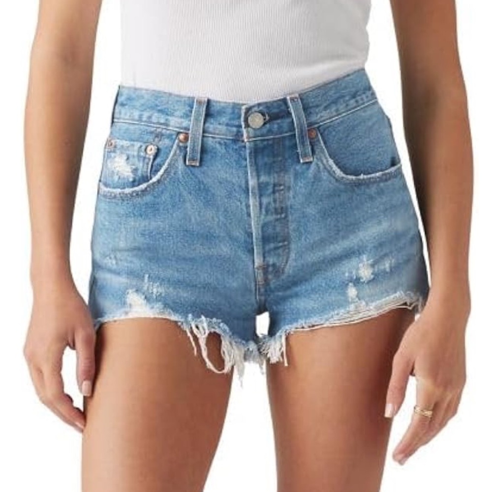 Levi's Blue High-Waisted Jean Shorts